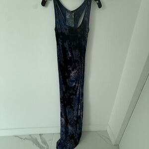 Young Fabulous & Broke Blue Tie-Dye Velvet Maxi Dress